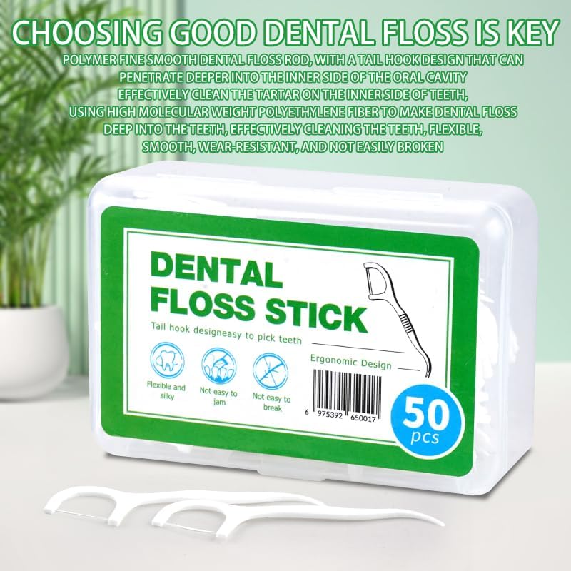 SKY-TOUCH 250 Count Dental Floss Picks – Extra Strong Dental Floss for Deep Cleaning, Comfortable Anti-Slip Handle, 50 Picks Per Portable Box for Home, Office, Travel, and Family Oral Care