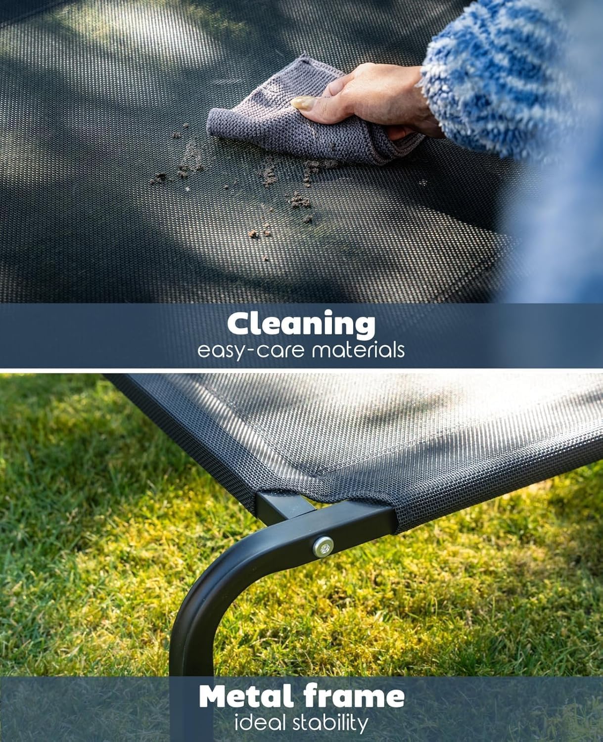 SKY-TOUCH Cooling Elevated Dog Bed with Metal Frame, Breathable Teslin Mesh, Non-Slip Feet Off the Ground Iron Elevated Pet Bed, for medium large dogs Dog Bed,68 * 58cm