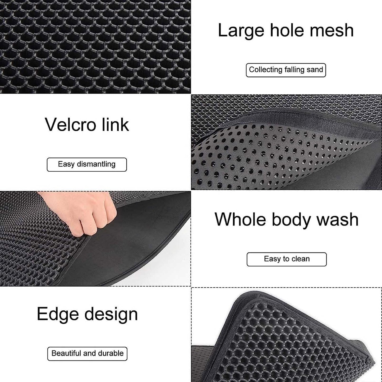 SKY-TOUCH Cat Litter Mat,Cat Litter Tray Mat, Honeycomb Double Layer Design, Urine and Waterproof Material, Washable,Easy to clean, keep clean,60 * 40cm,Grey