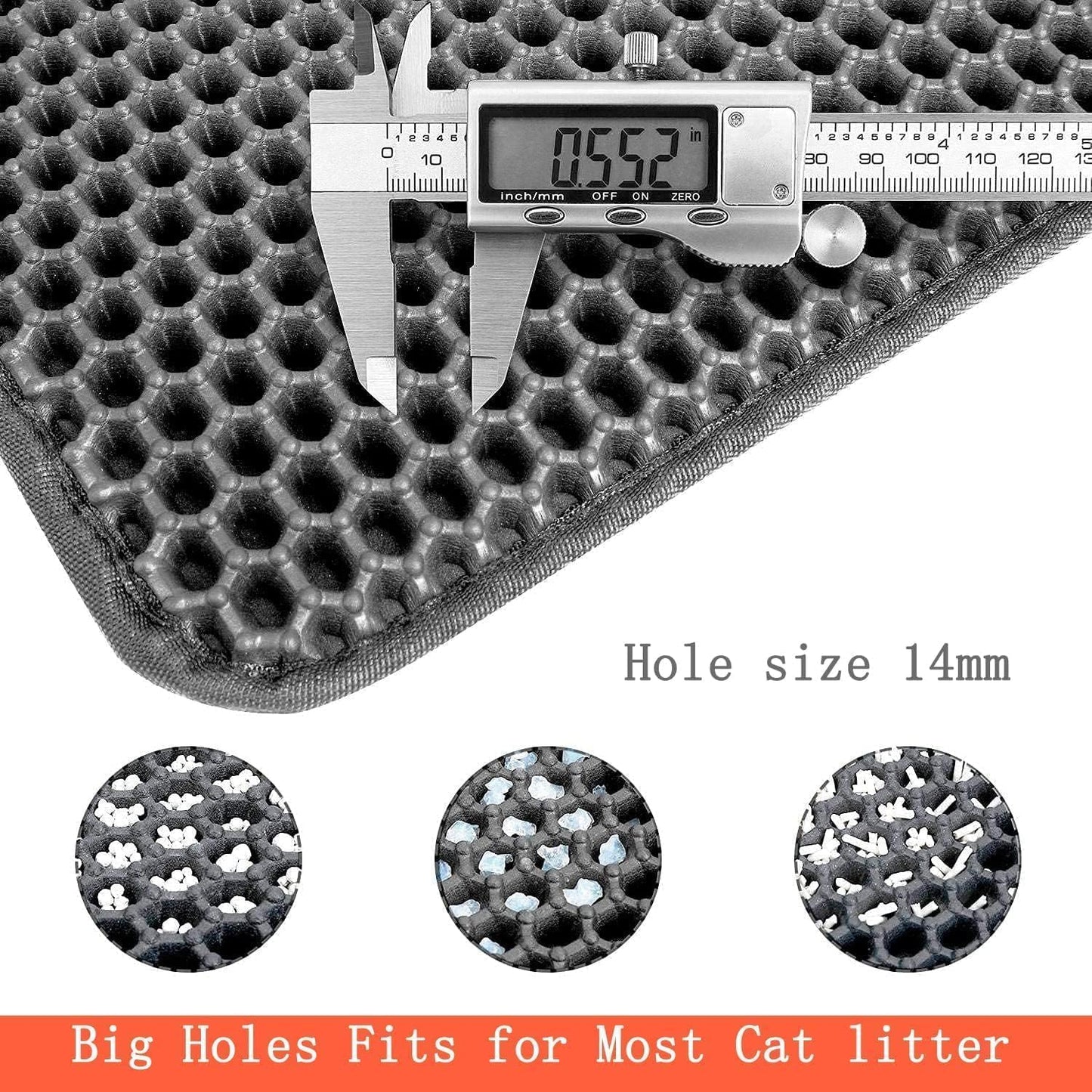 SKY-TOUCH Cat Litter Mat,Cat Litter Tray Mat, Honeycomb Double Layer Design, Urine and Waterproof Material, Washable,Easy to clean, keep clean,60 * 40cm,Grey