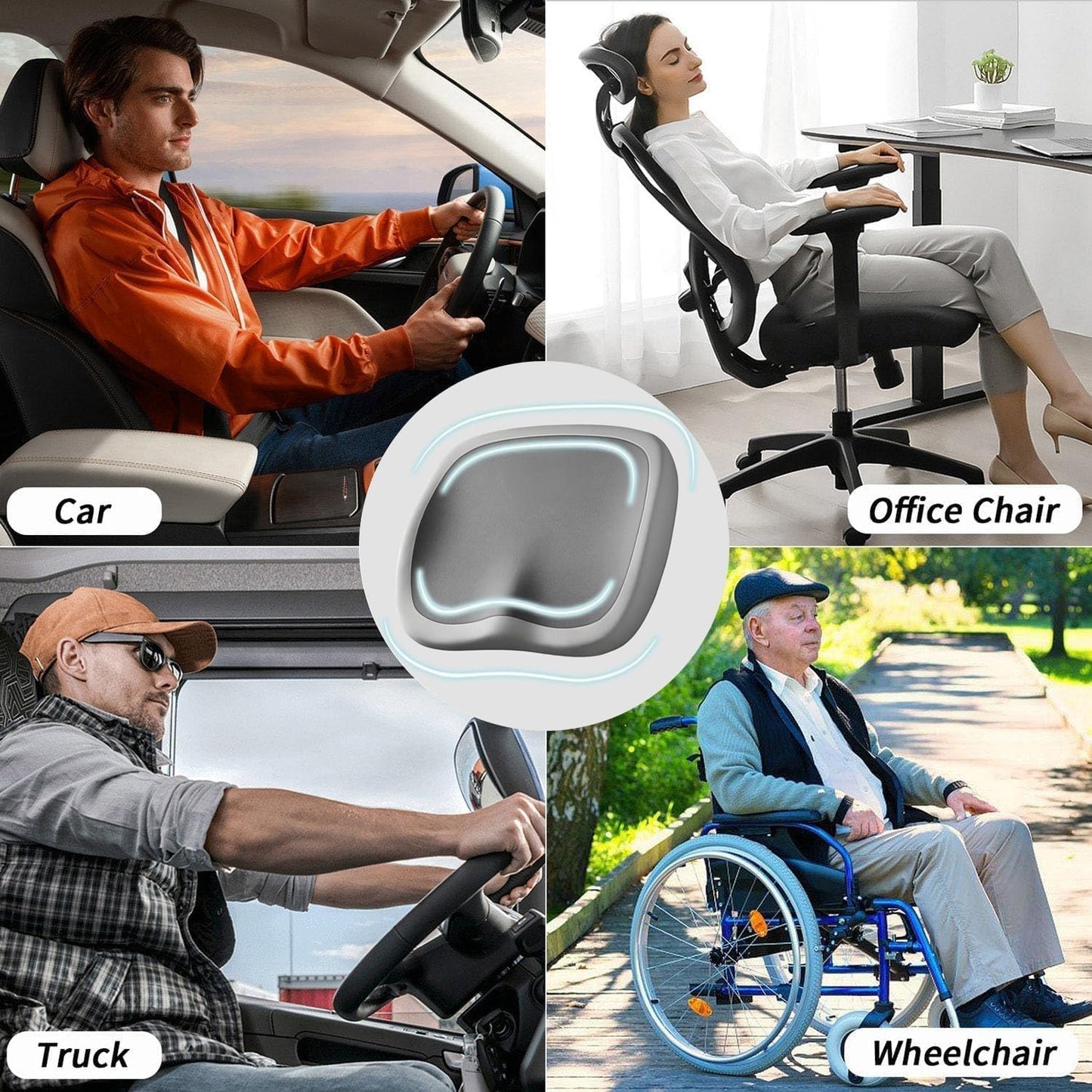 SKY-TOUCH memory foam seat cushion, relieves coccyx, sciatica, back pain, ergonomic seat cushion, suitable for office chairs, cars, office workers, pregnant women (gray)