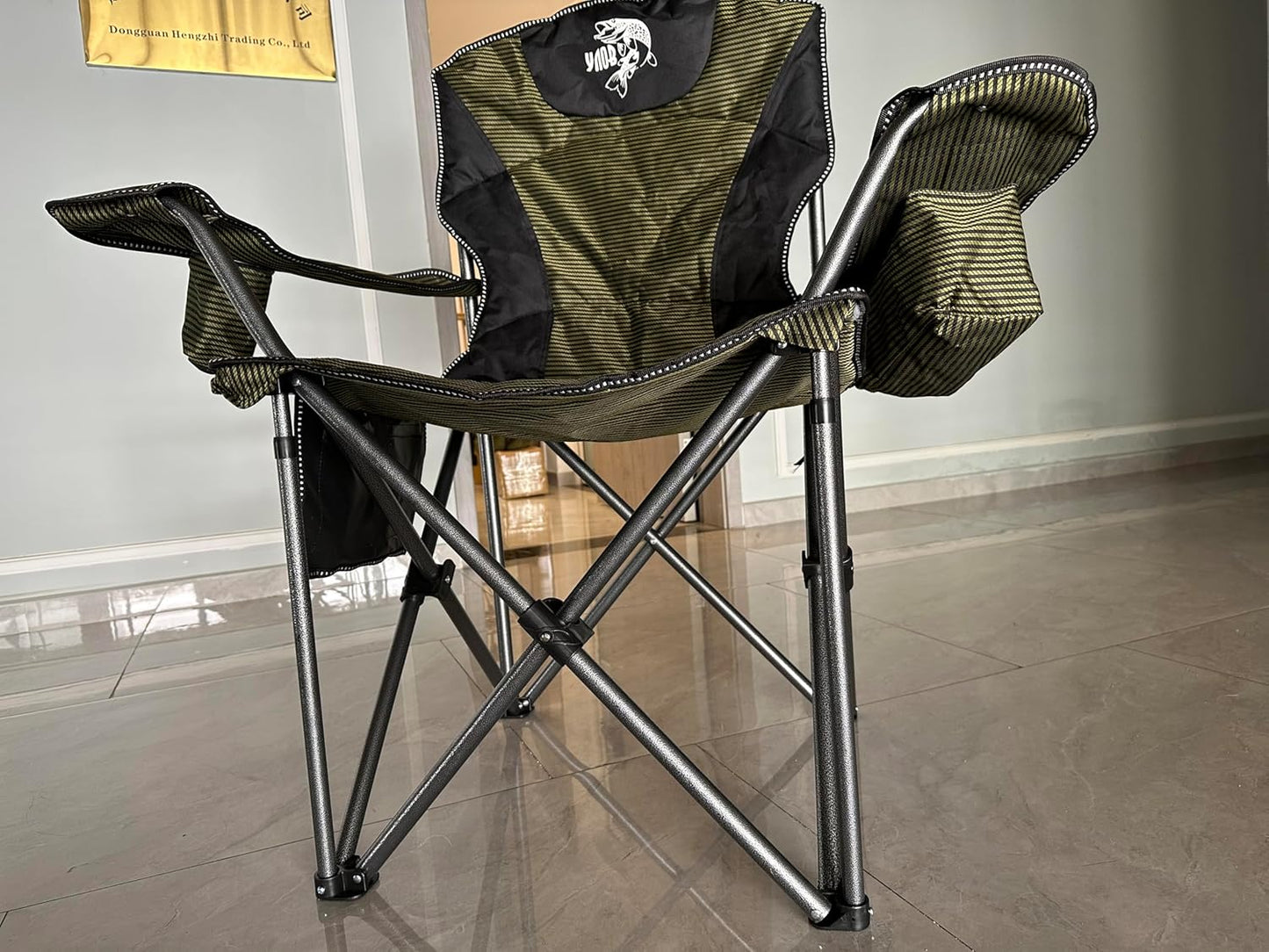 SKY-TOUCH Portable Foldable Camping Chair with Armrests, Storage Pockets & Cup Holders – Sturdy & Comfortable Outdoor Chair,with Carry Bag,Maximum capacity:-150 kg(95x60x109cm),Green