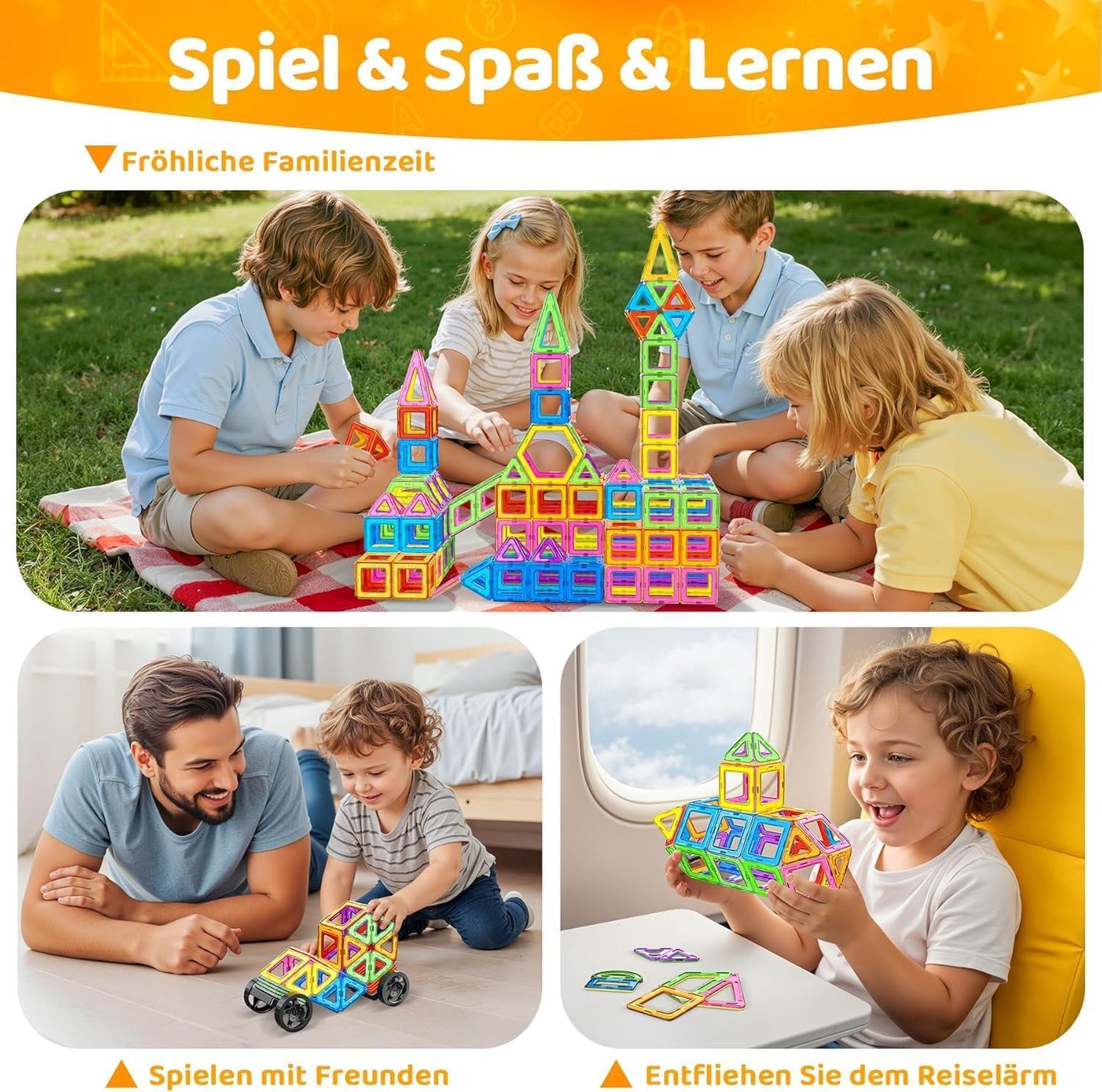 SKY-TOUCH 120 PCS Magnetic Building Blocks Set, Construction Magnetic Building Blocks Magnetic Toy Magnets Children Magnetic Game for Gift from 3+ Years Boys Girls, Educational Gift