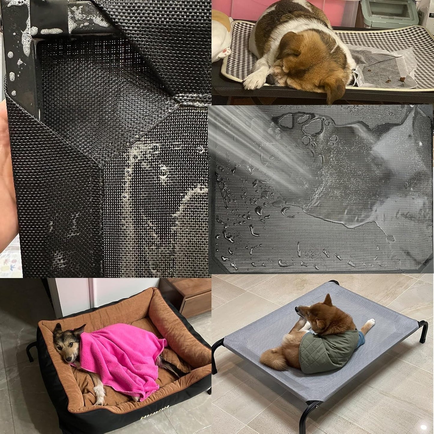 SKY-TOUCH Cooling Elevated Dog Bed with Metal Frame, Breathable Teslin Mesh, Non-Slip Feet Off the Ground Iron Elevated Pet Bed, for medium large dogs Dog Bed,68 * 58cm