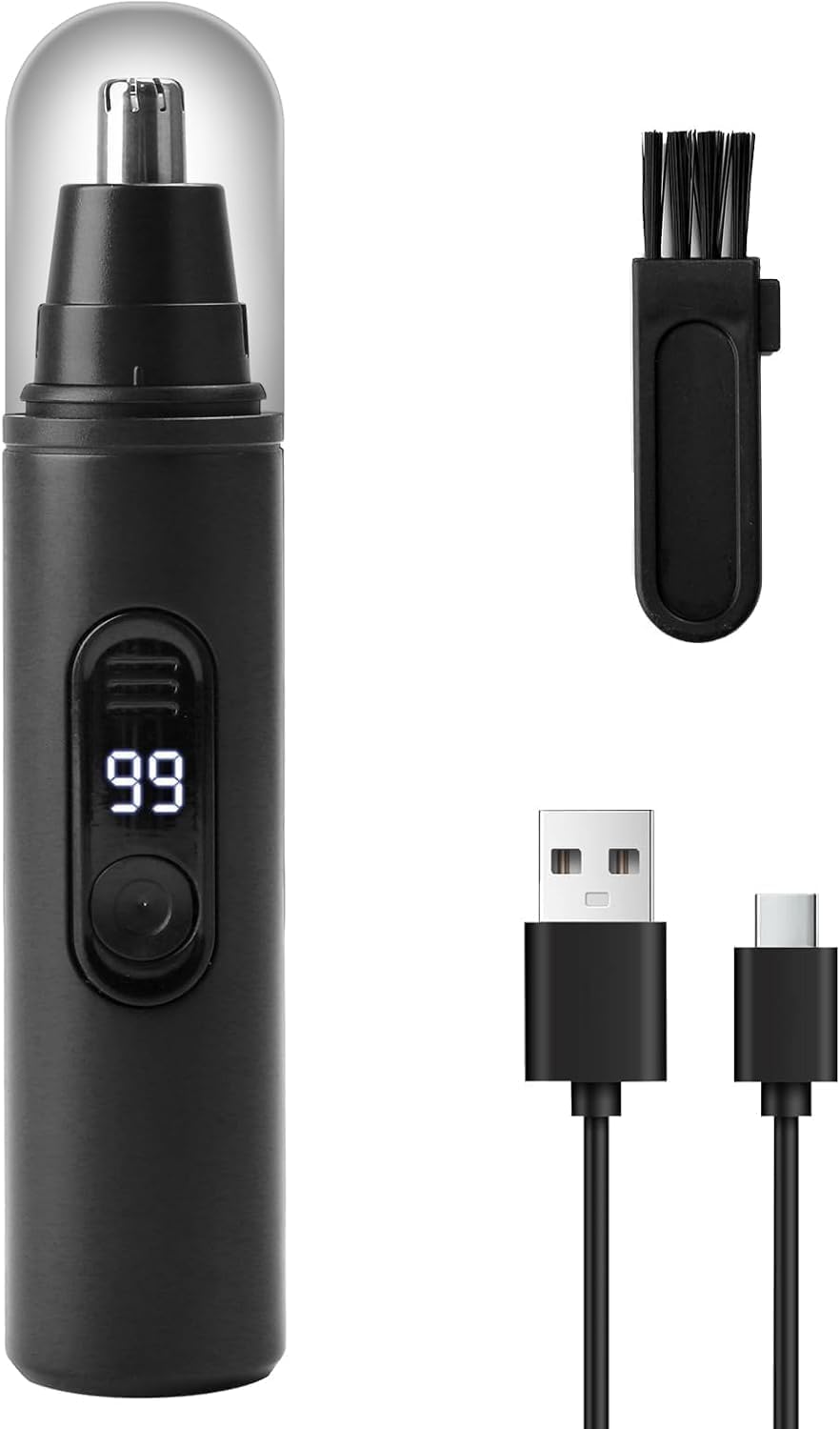 SKY-TOUCH Nose Hair Trimmer, Ear Eyebrow Trimming Tool with Display, Ear Hair Removal Rechargeable Waterproof Easy Cleansing, Dual Edge Blades Razor Painless Ears and Nose Clipper for Man Woman