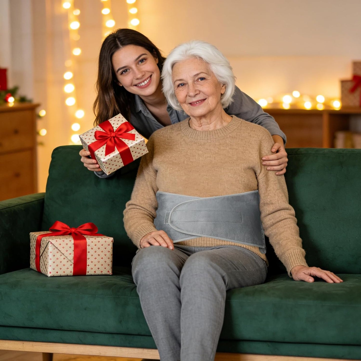 SKY-TOUCH Electric Heating Pad Wrap for Waist & Body, LCD Controller, 9 Heat Levels, 4 Timer Settings, Soft Touch, Fast Heating, Machine Washable - 60x31cm, Ideal for Back, Belly, Legs, & More