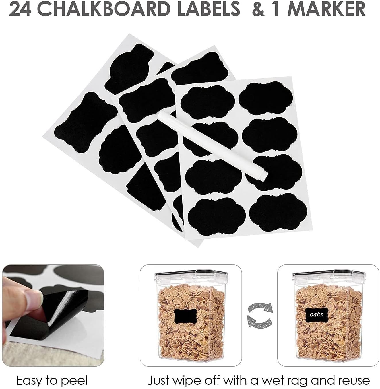 SKY-TOUCH 8 PACK Airtight Food Storage Containers Set, 4 SIZE BPA-Free Plastic Pantry Jars with Lids for Pasta, Spaghetti, Flour, Rice, Cereal & Grains Clear Kitchen Organizer Containers