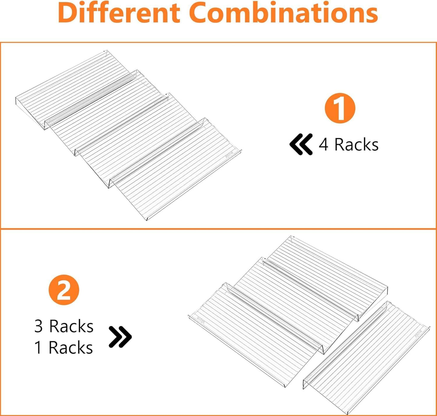 SKY-TOUCH Spice Drawer Rack, 4 Tier- 2 Set (8 Pcs) Expandable From 11" to 22" Clear Acrylic Seasoning Jars Drawers Organizer, Kitchen Drawers, Cabinets Countertops Expandable Storage for Spice Jars