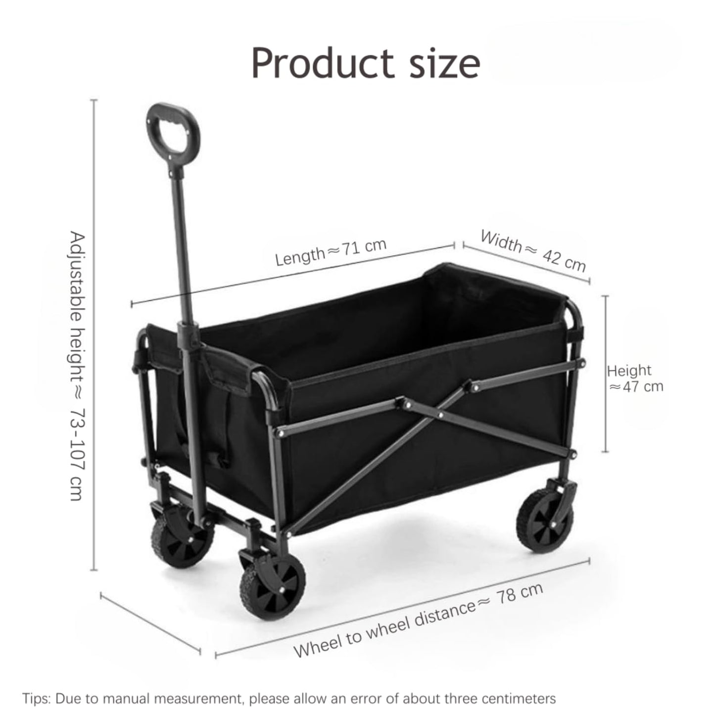 SKY-TOUCH Garden Cart Folding Trolley Cart Outdoor Wagon Collapsible with Removable Fabric Festival Garden Camping Picnic Cart Supports Max 100kg Portable Transport Trailer (Black)