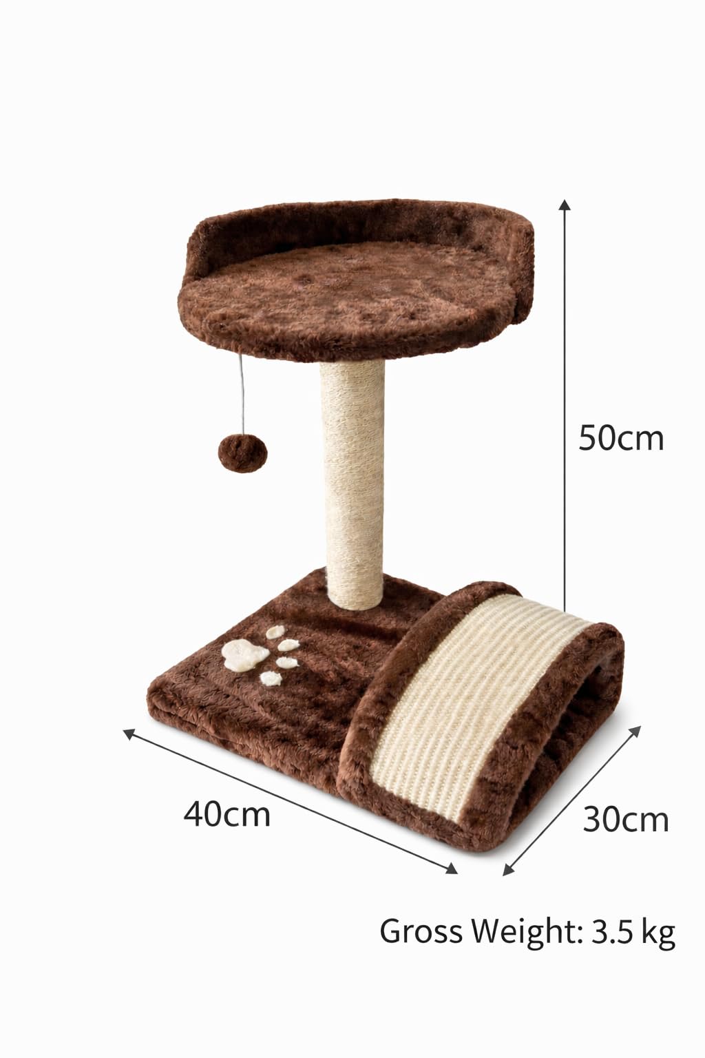 SKY-TOUCH Cat Tree Tower|Durable Cat Condo with Sisal Scratching Posts|Cozy Cat House,|Embroidery & Resting Platforms for Indoor Use | Assembly accessories|40×30×50cm,Gray