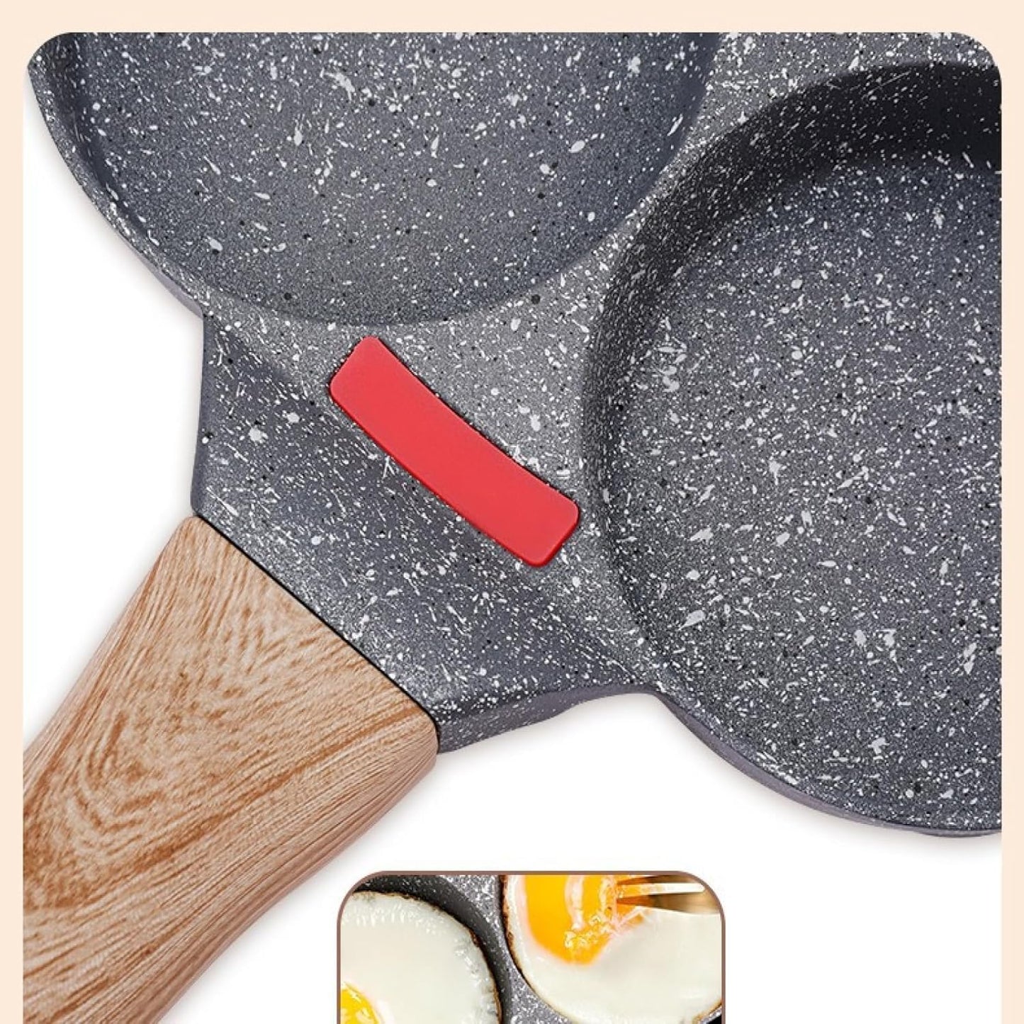 SKY-TOUCH 4 in 1 Fried Egg Pot, Non-Stick Frukost Pan, 4 Hole Round Fry Pan, Common for Induction Cooker and Gas Stove,19x35cm, Black