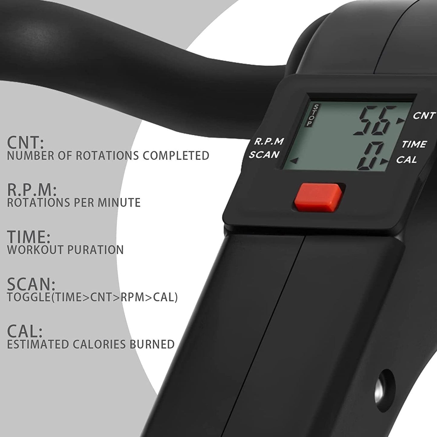 SKY-TOUCH Folding Mini Pedal Exerciser, Arm and Leg Pedal Exerciser, Exercise Bike with LCD Monitor Resistance Portable Home Pedal Exerciser Gym Fitness Unsex, Grey - 49x37cm