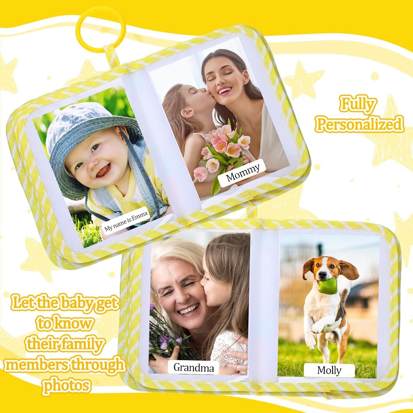 SKY-TOUCH Baby Photo Album First Family Memory Book for Newborns, Toddlers Soft Photo Cloth Book with Mirror, Quality Gifts for Girls and Boys, 1st Birthday, Baby Shower