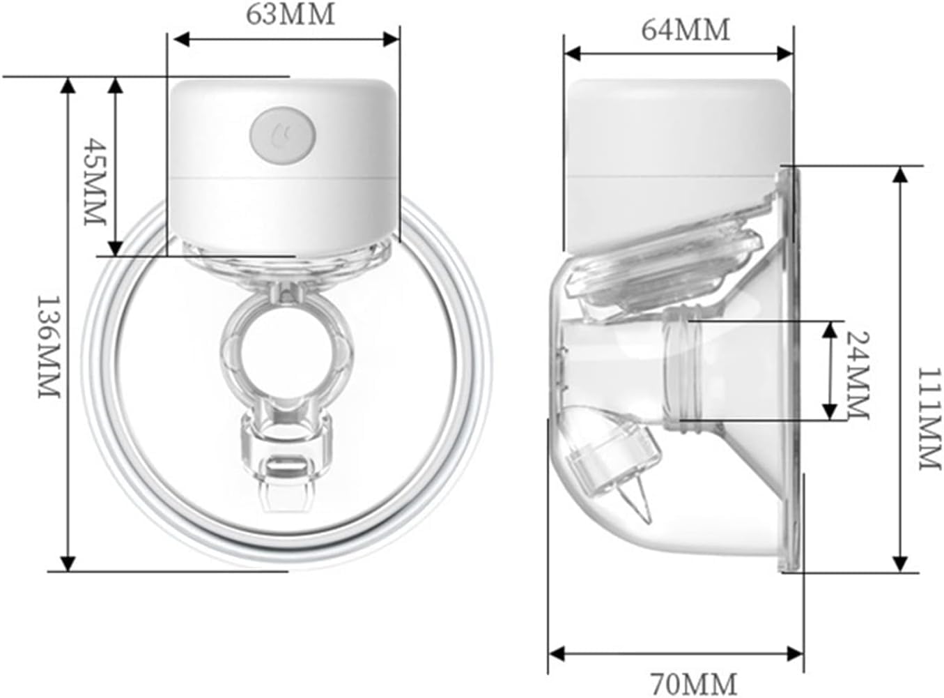 SKY-TOUCH Wearable Breast Pump, Hands Free Electric Pump, Portable Breast Pump with 2 Mode & 9 Levels, LCD Display, 24mm Flange, 1 Pack - White