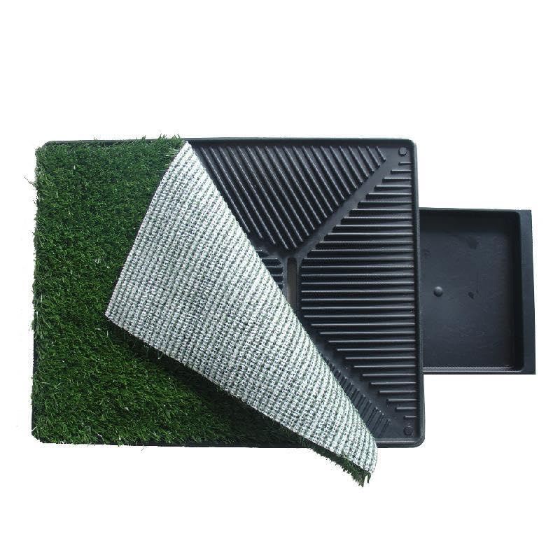 SKY-TOUCH Dog Potty Tray with Artificial Grass Pad, 3-Layer Washable Puppy Pee Training Toilet with Drawer, Indoor Pet Urine Mat for Small Medium Dogs, 51 x 64 x 6 cm