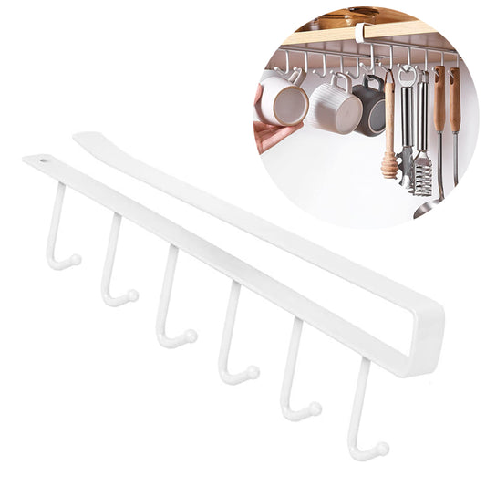 300pcs  Cup Holder Under Cabinet ,Multifunction Kitchen Drilling Free Coffee Cups Holder Hanger for Cups/Kitchen Utensils/Ties Belts/Scarf/Keys Storage Rack Cupboard Shelf Hanging Hook,White