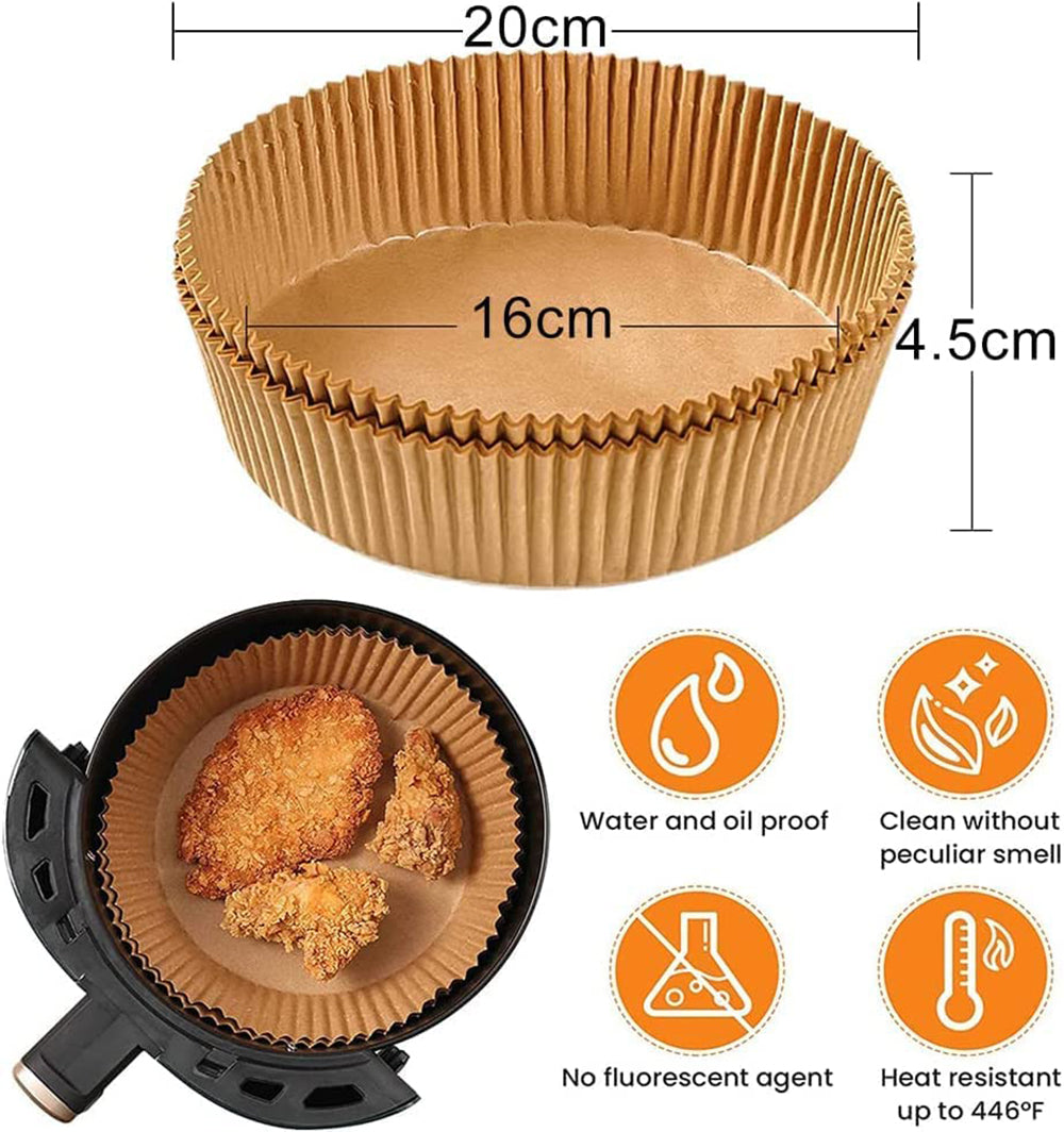 SKY-TOUCH 100pcs Air Fryer Disposable Paper,Non Stick Parchment Paper for Air Fryer Liners,Round Food Grade Baking Paper for Air Fryer