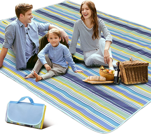 SKY TOUCH Fortable Picnic Blanket Waterproof Beach Blanket Waterproof Picnic Blanket Portable Picnic Mat Portable Beach Mat For Outdoor Camping Family Outdoor Park Garden Blue(145 ×200cm), Full