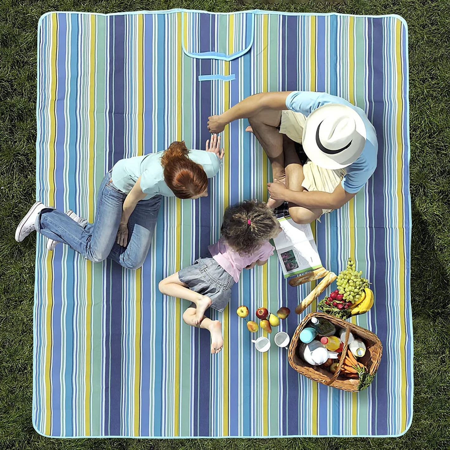 SKY TOUCH Fortable Picnic Blanket Waterproof Beach Blanket Waterproof Picnic Blanket Portable Picnic Mat Portable Beach Mat For Outdoor Camping Family Outdoor Park Garden Blue(145 ×200cm), Full