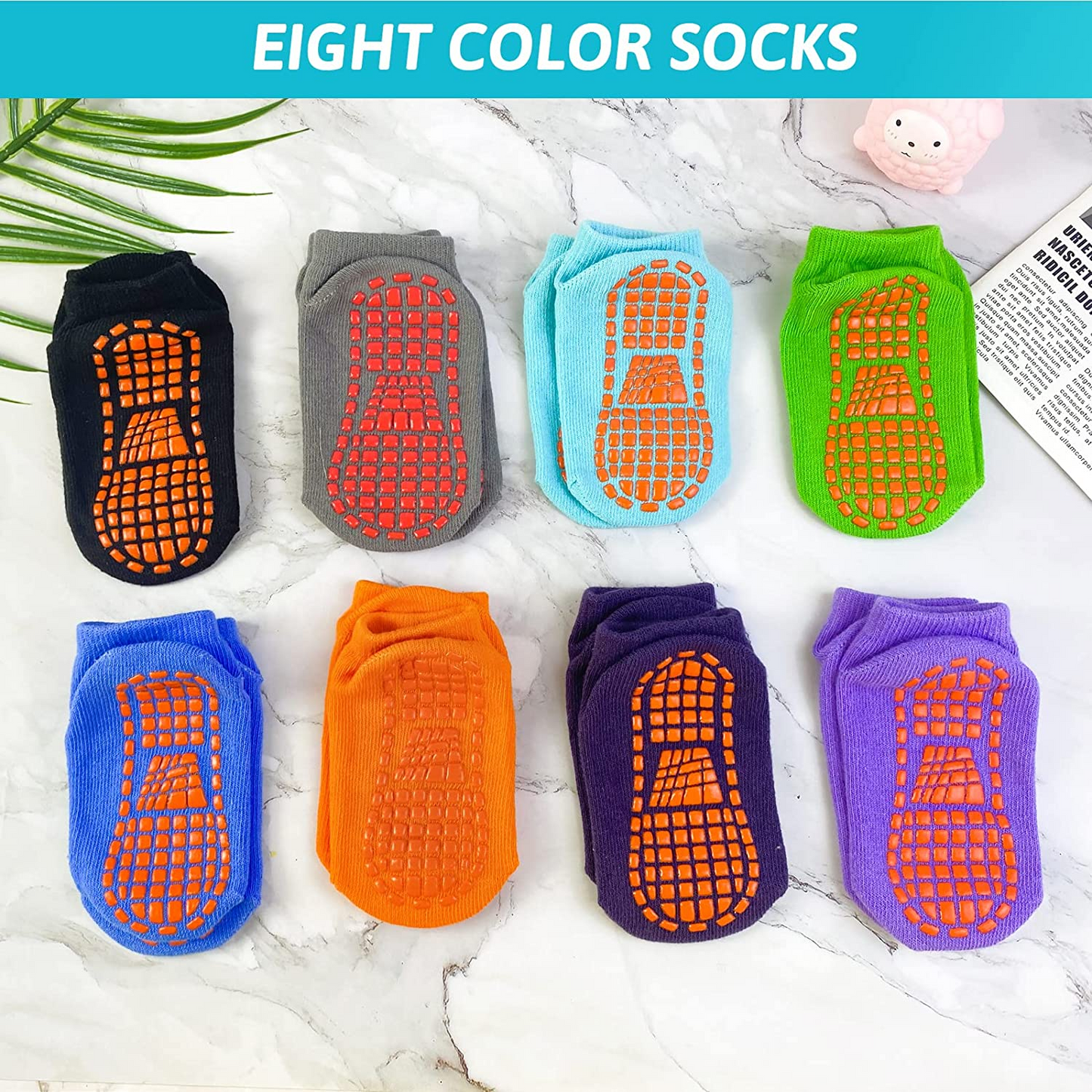 Sky-Touch Toddler Grips Ankle Socks, Non Slip Socks For Kids, Low Cut Anti-Skid Floor Socks For 1-3 Years Baby Boys And Girls, 8 Pairs, Multicolor