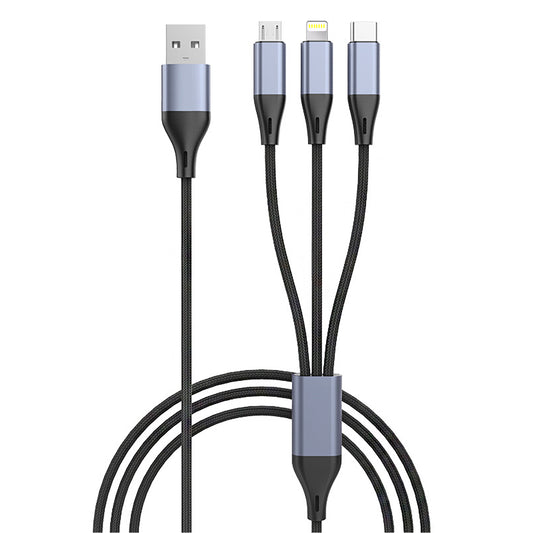 كابلات شاحن هاتف USB 3 في 1 من SKY-TOUCH، كابل شحن غير قابل للكسر من النايلون المضفر السريع 5 أمبير، سلك شحن عالمي متعدد المنافذ مع موصل USB C/Micro USB/IOS للهواتف
