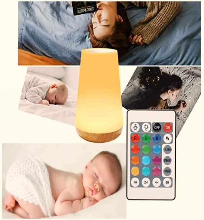 ضوء ليلي LED من SKY-TOUCH، مصباح بجانب السرير لغرفة النوم، مصباح ليلي ملون قابل للتعتيم مع تحكم باللمس وتحكم عن بعد في السطوع قابل للتعديل لغرفة النوم وغرفة الأطفال وغرفة المعيشة، قابل لإعادة الشحن عبر USB