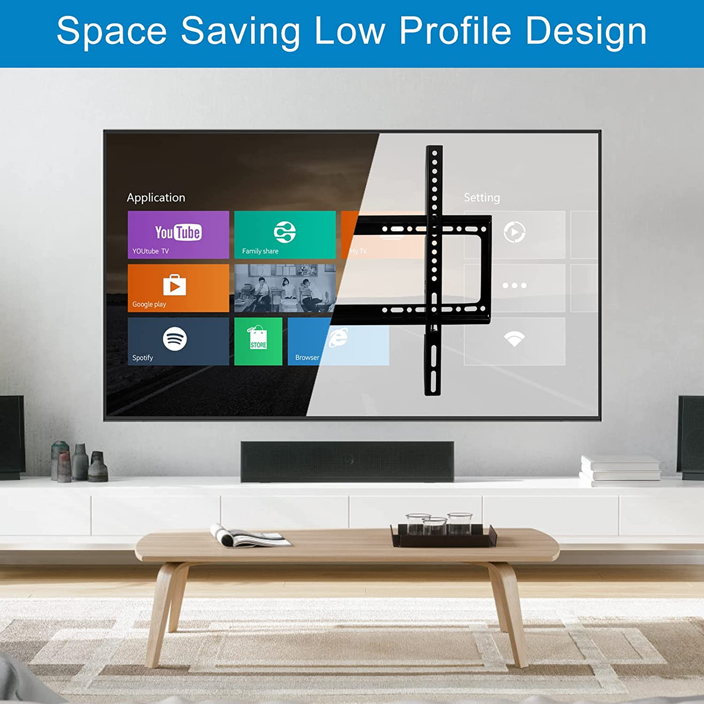 حامل تلفزيون على الحائط من SKY-TOUCH مقاس 26-63 بوصة، حامل تلفزيون ثابت وقوي للغاية وشديد التحمل وقوي للغاية 50 كجم مع مجموعة تثبيت على الحائط لشاشة تلفزيون مسطحة منحنية LED وLCD OLED وبلازما 50 كجم