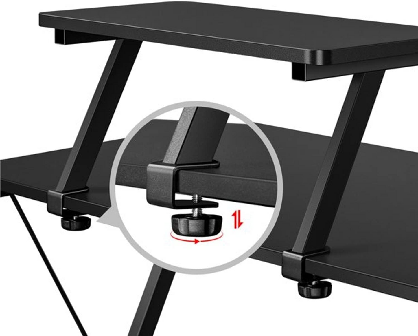 SKY-TOUCH L-Shaped Gaming Desk - 50.8x18.1x28inch" Home Office Corner Desk with Shelf, Large Monitor Stand, Sturdy Writing Workstation, Round Edge