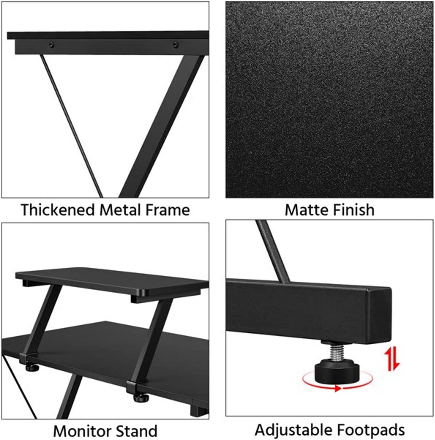 SKY-TOUCH L-Shaped Gaming Desk - 50.8x18.1x28inch" Home Office Corner Desk with Shelf, Large Monitor Stand, Sturdy Writing Workstation, Round Edge