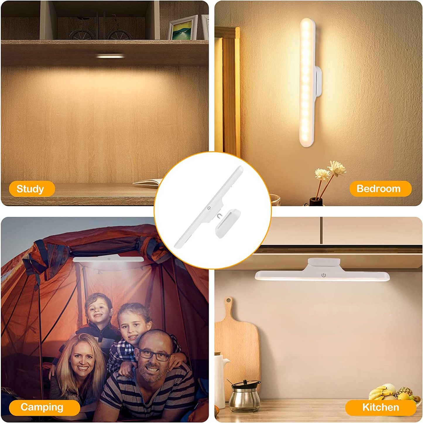 أضواء SKY-TOUCH تحت الخزانة، مصابيح LED ببطارية قابلة لإعادة الشحن، شريط إضاءة LED خافت مع 3 أوضاع ألوان، قابلة لإعادة الشحن عبر USB، رف حائط، خزانة، مرآة، بجانب السرير، إضاءة المطبخ
