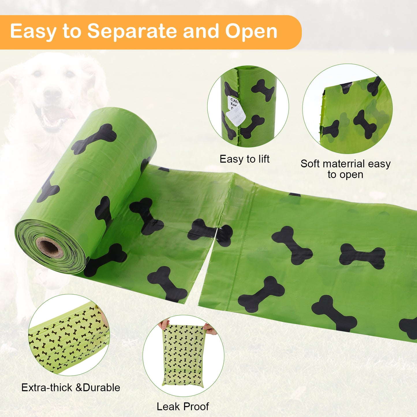 SKY-TOUCH 20Rolls-300pcs Dog Poop Bags Pet Dog Supplies for Dogs include 1pcs Green Adjustable Dispenser,Extra Thick and Strong, 100% Leak Proof, Biodegradable Waste Bag
