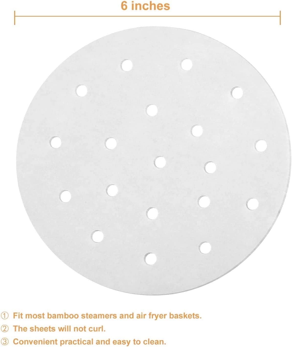 SKY-TOUCH 100pcs Air Fryer Disposable Paper,Non Stick Parchment Paper for Air Fryer Liners,Round Food Grade Baking Paper for Air Fryer