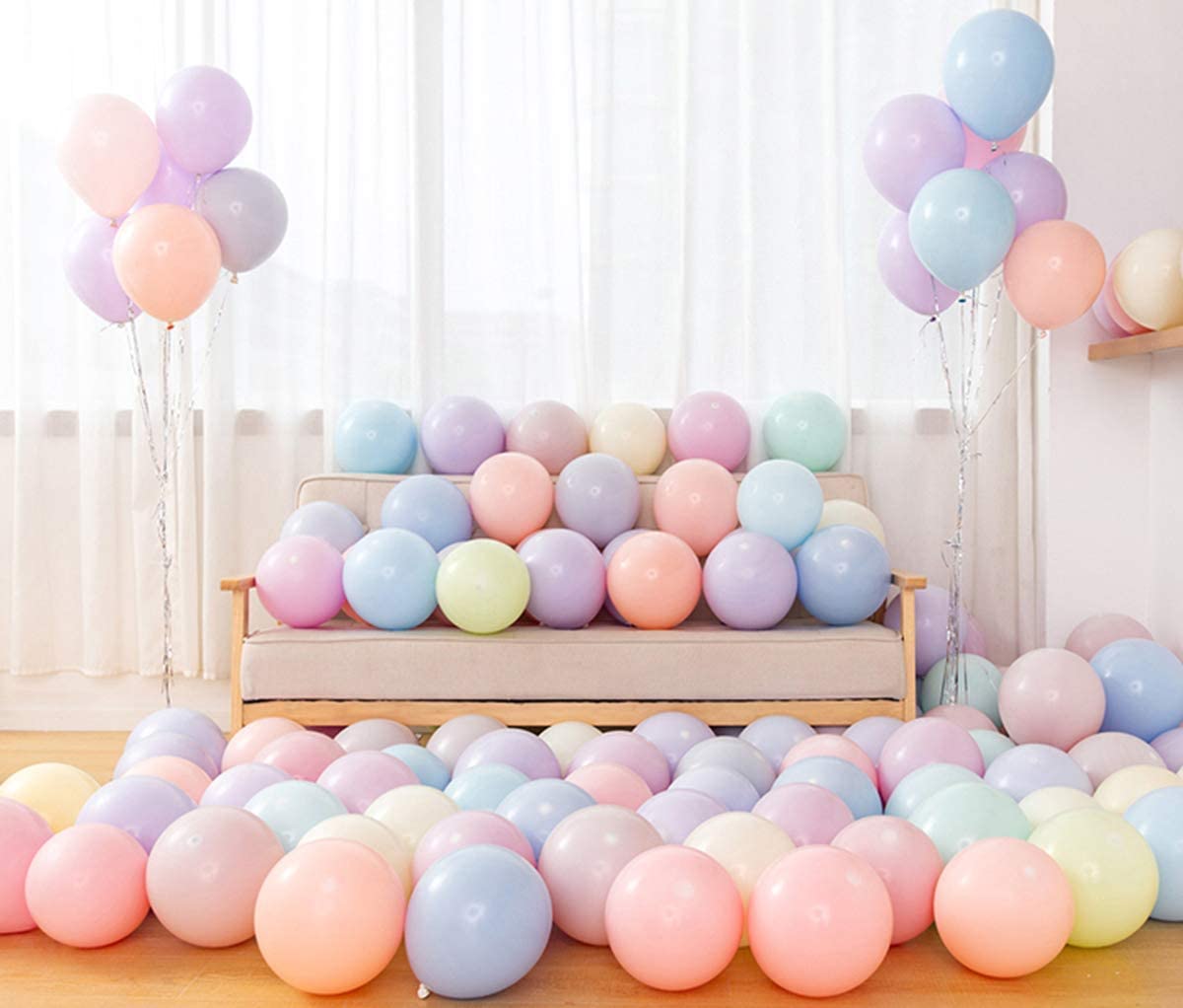 SKY-TOUCH 100PCS Macaron Latex Party Balloons,Candy Colored Latex Party Balloons For Wedding, Graduation, Kids Birthday Party, Christmas,Baby Shower, Party Supplies, Arch Balloon Tower