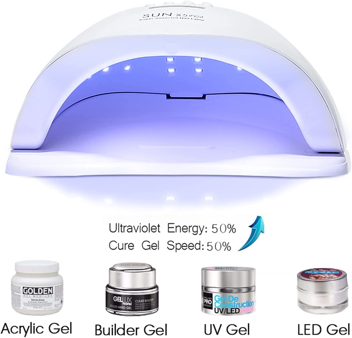 SKY-TOUCH Professional Gel Polish Led Nail Drying Lamp، Nail Dryer Sun X5 Plus 54W Uv Led Nail Lamp لصالون تجميل الأظافر الاحترافي، الأظافر، البولندية، المعالجة، المانيكير، الباديكير، أدوات فنون الأظافر، أبيض