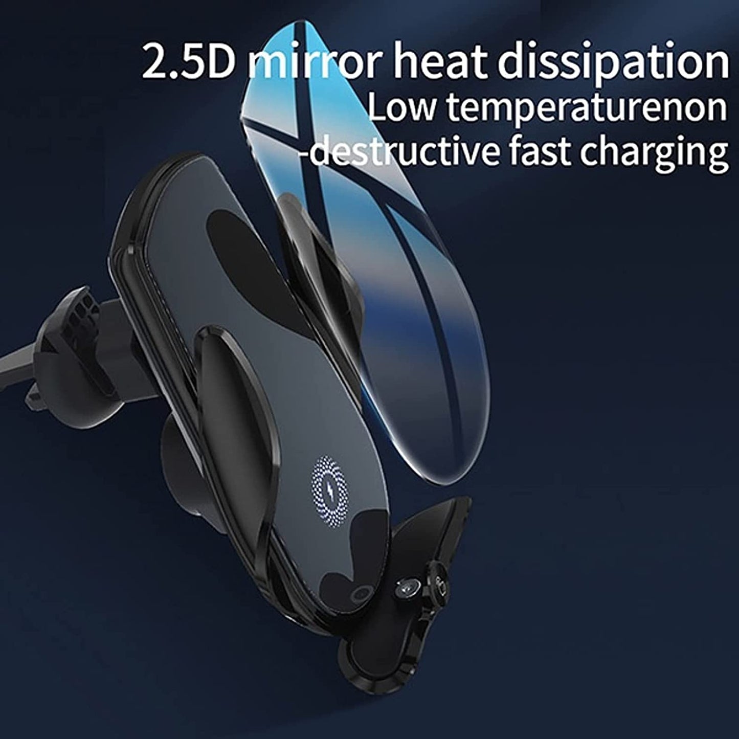 SKY-TOUCH Car Phone Holder With Wireless Car Charger,Charging Car Phone Mount,Magic Clip Car Mobile Phone Wireless Charger Infrared Induction Bracket Smart Navigation Car Bracket Charger Black