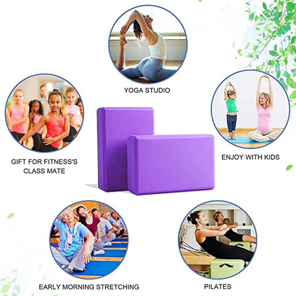 SKY-TOUCH Yoga Block Brick 2 Pack، غير قابل للانزلاق اليوغا كتلة الطوب رغوة المنزل ممارسة اللياقة البدنية الصالة الرياضية عالية الكثافة كتل رغوة EVA لتحسين تمتد اليوغا / بيلاتيس / اللياقة البدنية 9 "× 6" × 3 "