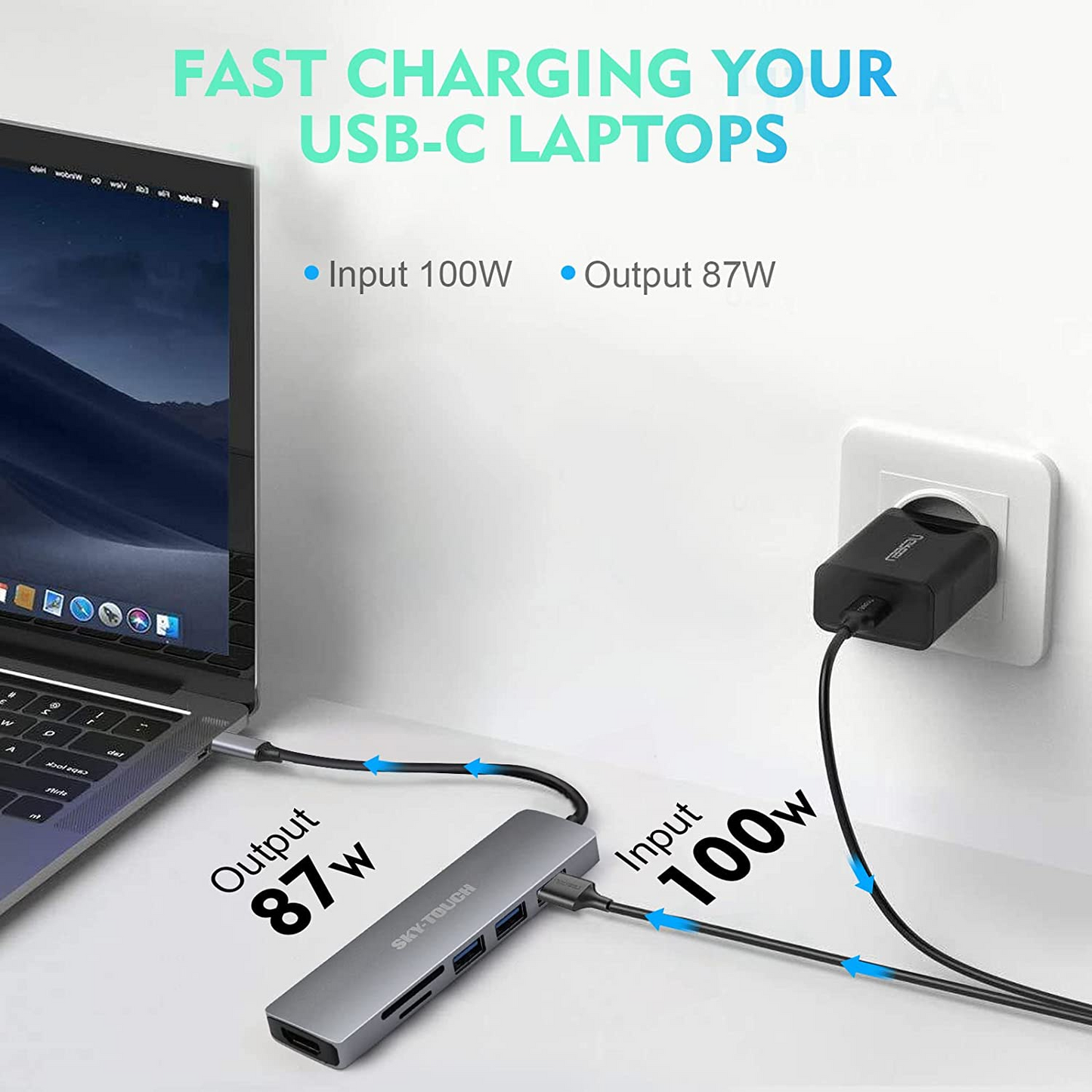 USB C Hub Multiport Adapter - 6 in 1 Portable Space Aluminum Dongle with 4K HDMI Output, 3 USB 3.0 Ports, SD/Micro SD Card Reader Compatible for MacBook Pro, XPS More Type C