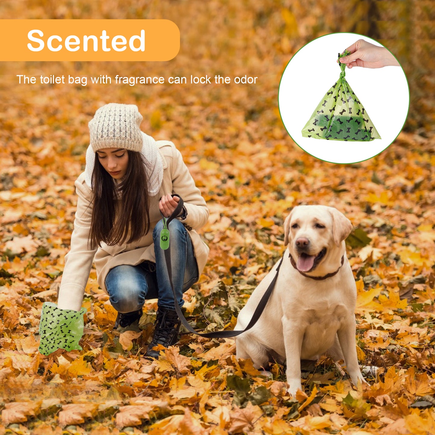 SKY-TOUCH 20Rolls-300pcs Dog Poop Bags Pet Dog Supplies for Dogs include 1pcs Green Adjustable Dispenser,Extra Thick and Strong, 100% Leak Proof, Biodegradable Waste Bag