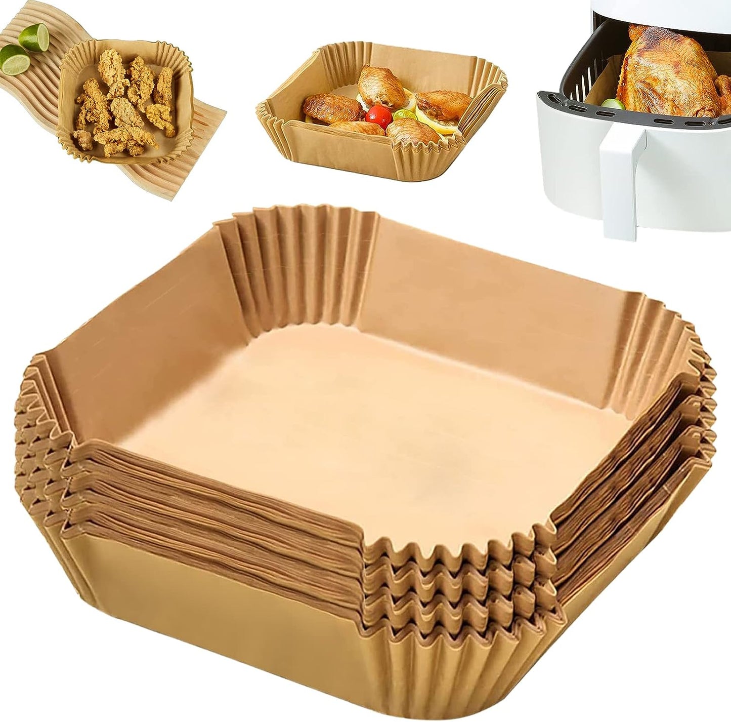 SKY-TOUCH 100pcs Air Fryer Disposable Paper,Non Stick Parchment Paper for Air Fryer Liners,Round Food Grade Baking Paper for Air Fryer