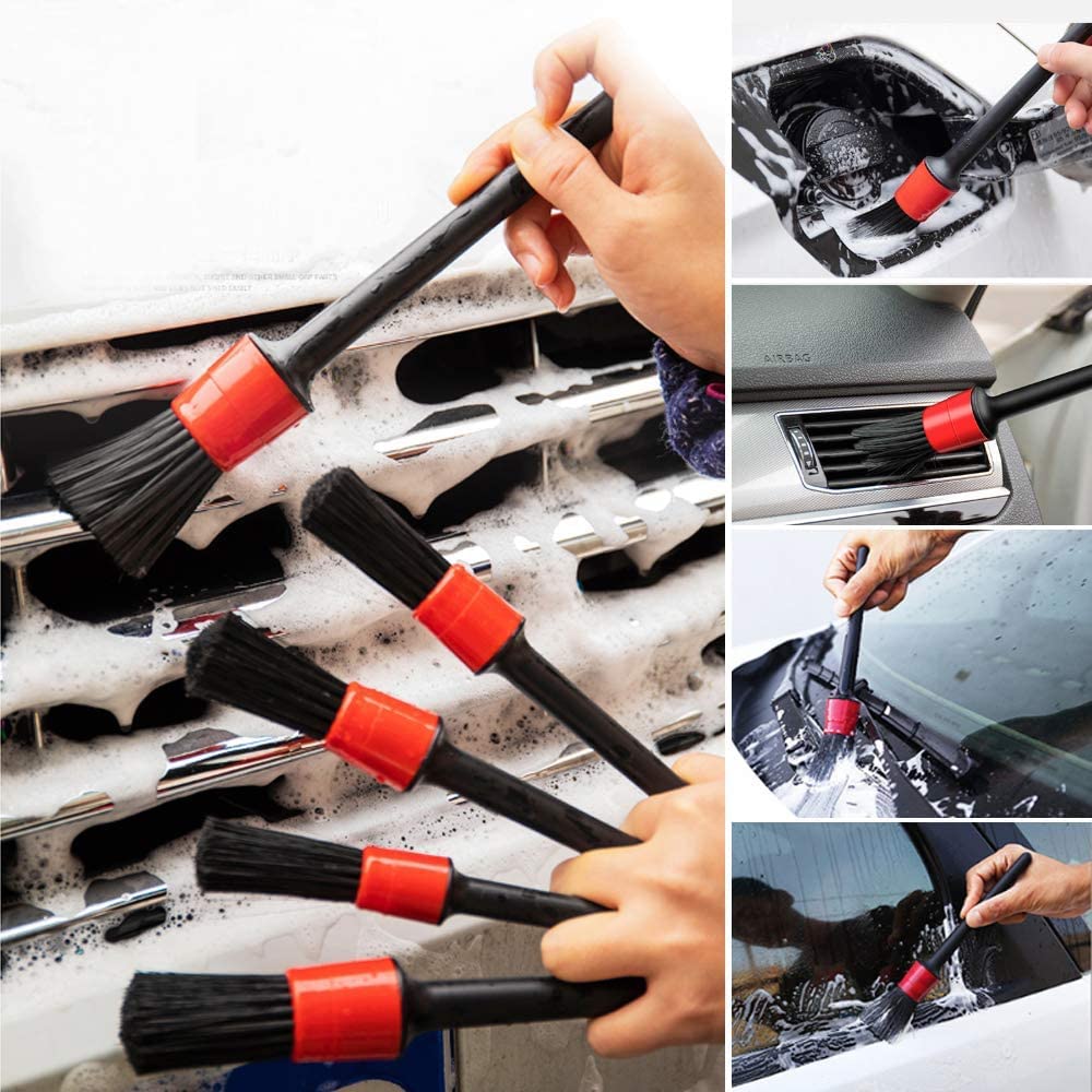 100pack 5pcs Auto Car Detailing Brush,Automotive Detail Cleaning Brushes For Cleaning Wheels, Engine, Interior, Emblems, Exterior, Dashboard Air Outlet,Wet & Dry Use Scratch Free Auto Clean Brushes