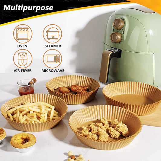 SKY-TOUCH 100pcs Air Fryer Disposable Paper,Non Stick Parchment Paper for Air Fryer Liners,Round Food Grade Baking Paper for Air Fryer