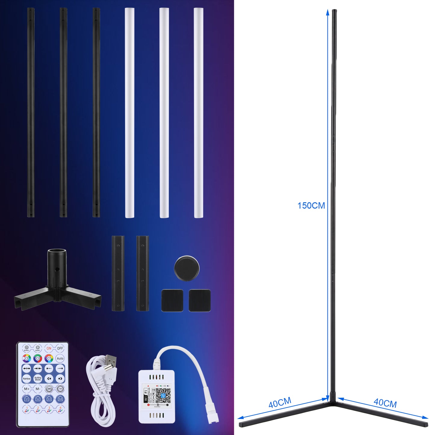 SKY-TOUCH LED Floor Lamp RGB Mood Ambient Background Light,Modern Smart LED Lamp With Music Sync Color Changing with APP Control, Dimmable LED Lamp for Gaming Bedroom Birthday Party Christmas Dec