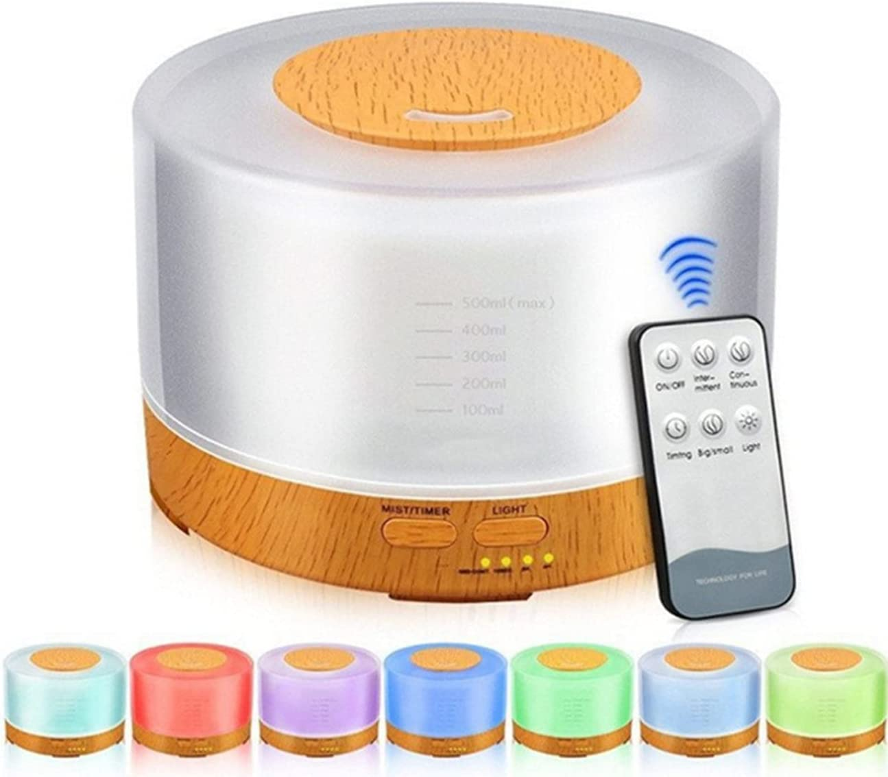 موزع روائح الزيوت العطرية من SKY-TOUCH سعة 500 مل، موزع روائح علاجية مطور، مرطب رذاذ بارد مع وظيفة إيقاف التشغيل التلقائي، مرطب خالٍ من مادة BPA للمنزل وغرفة النوم والمكتب، أصفر