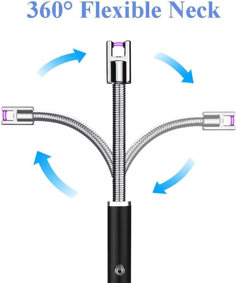 ولاعة قوسية من SKY-TOUCH، ولاعة إلكترونية عديمة اللهب مع مؤشر بطارية LED، ولاعة USB قابلة لإعادة الشحن ومقاومة للرياح والطقس للمطبخ والشواء والشموع والألعاب النارية وموقد الغاز