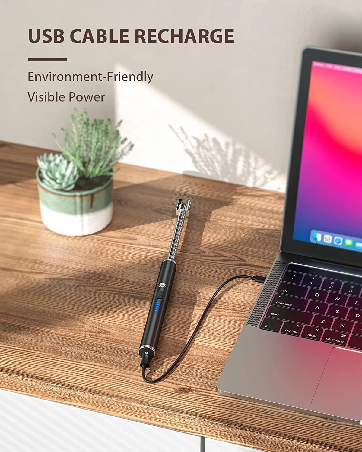 ولاعة قوسية من SKY-TOUCH، ولاعة إلكترونية عديمة اللهب مع مؤشر بطارية LED، ولاعة USB قابلة لإعادة الشحن ومقاومة للرياح والطقس للمطبخ والشواء والشموع والألعاب النارية وموقد الغاز