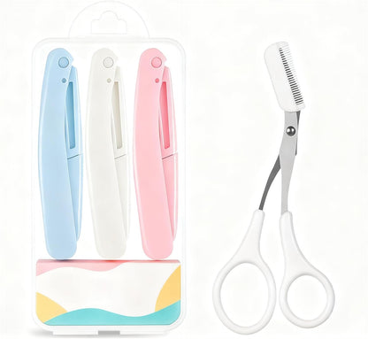 SKY- TOUCH 4Pcs Foldable Eyebrow Trimmer Set, Portable And Gentle Hair Removal Tool, Stainless Steel Shaver for Facial Hair, Hand/Foot, And Body Hair Removal