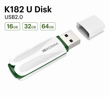 K182 USB 2.0 Flash Drive, Portable U Disk Memory Stick, High-Speed USB2.0 Storage, 16GB/32GB/64GB, with Leather Lanyard for Laptop, PC, File Transfer & Backup, Car, Office