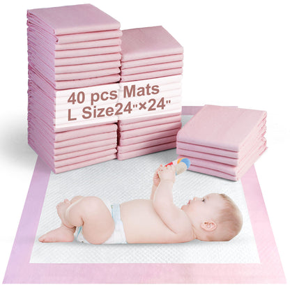 SKY-TOUCH 50 Pieces Baby Disposable Changing Mats,Waterproof Baby Changing Pads, 45x60 cm, Highly Absorbent Leakproof Changing Pad Baby, Ultra soft Diaper Changing Mat Underpads for Baby Pink