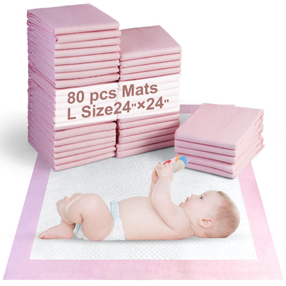 SKY-TOUCH 50 Pieces Baby Disposable Changing Mats,Waterproof Baby Changing Pads, 45x60 cm, Highly Absorbent Leakproof Changing Pad Baby, Ultra soft Diaper Changing Mat Underpads for Baby Pink