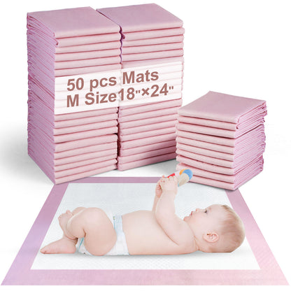 SKY-TOUCH 50 Pieces Baby Disposable Changing Mats,Waterproof Baby Changing Pads, 45x60 cm, Highly Absorbent Leakproof Changing Pad Baby, Ultra soft Diaper Changing Mat Underpads for Baby Pink